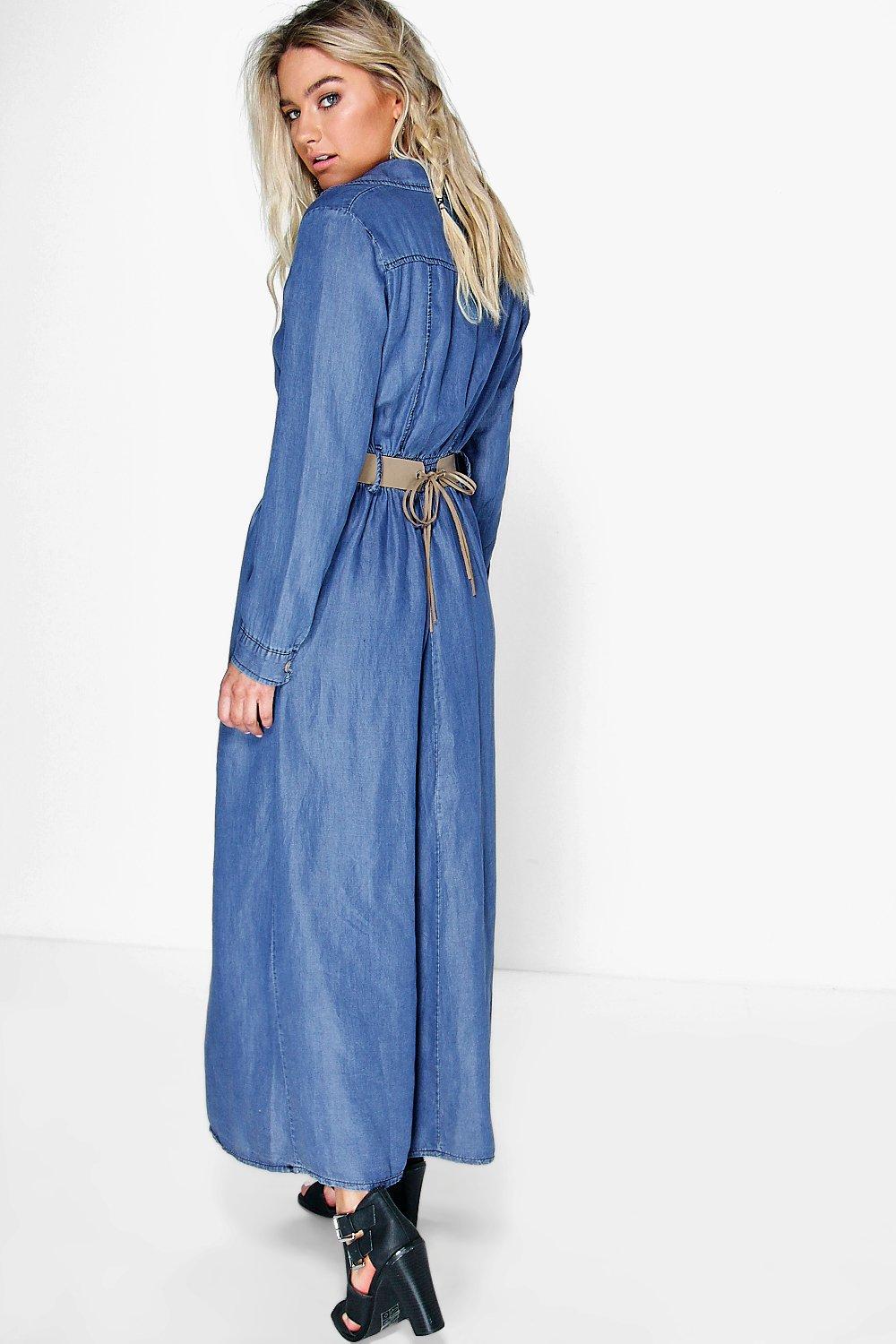 Long sleeve outlet maxi denim dress